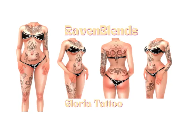 Mix Gloria Tattoo by RavenBlends - The Sims 4 Custom Content