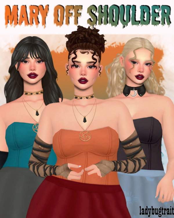Maxis Match Mary off shoulder top by ladybugtrait - The Sims 4 Custom Content