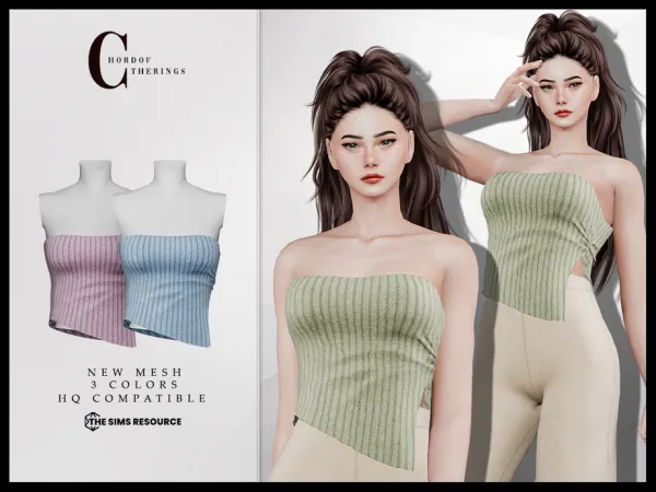 Mix Strapless Crop T 649 by ChordoftheRings - The Sims 4 Custom Content
