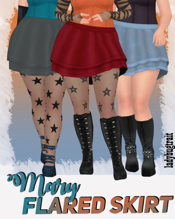 Maxis Match Mary flared skirt by ladybugtrait - The Sims 4 Custom Content