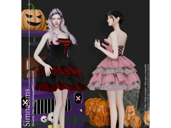 Maxis Match halloween mini dress by simnasimsworld - The Sims 4 Custom Content