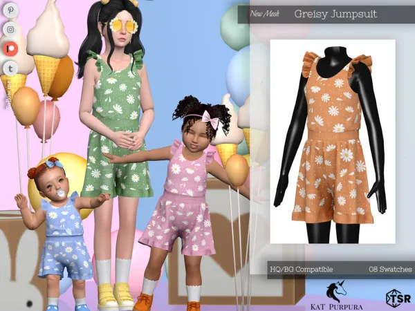 Mix Greisy Jumpsuit Child by KaTPurpura - The Sims 4 Custom Content
