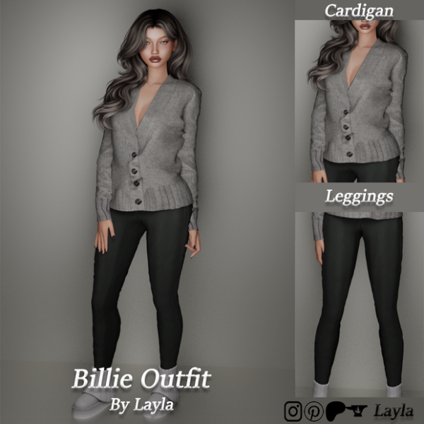 Mix Cozy Vibes Set Billie Outfit (CardiganLeggings) by simsfinds - The Sims 4 Custom Content