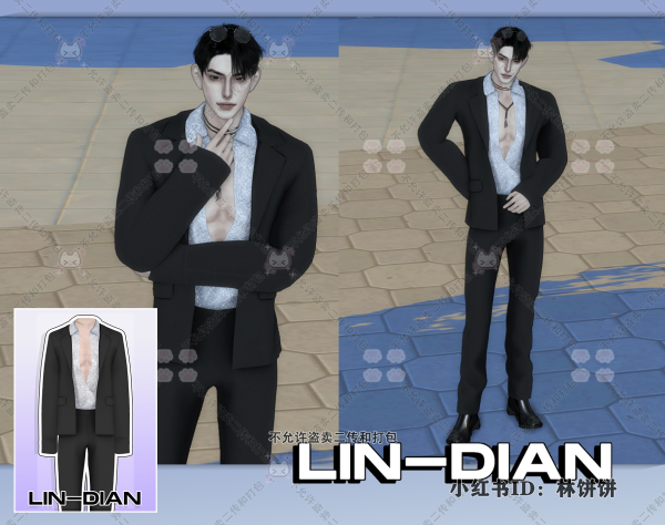 Alpha LIN DIAN Men's two piece sequin suit by simsfinds - The Sims 4 Custom Content