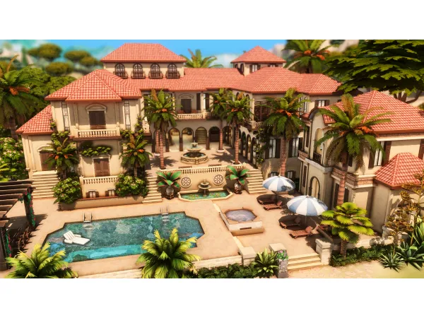 Maxis Match Mediterranean Mansion by PlumbobKingdom - The Sims 4 Custom Content