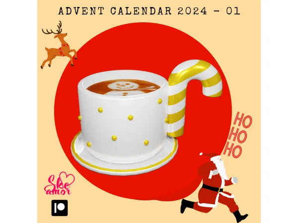 Alpha Ceramic Coffee Christmas - The Sims 4 Custom Content