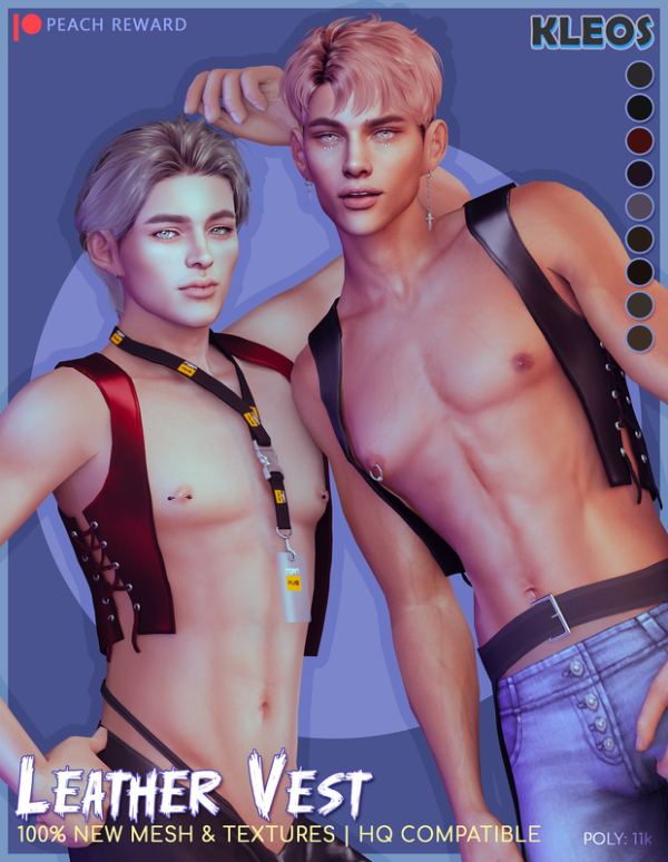 Mix PEACH Leather Vest by smsims - The Sims 4 Custom Content