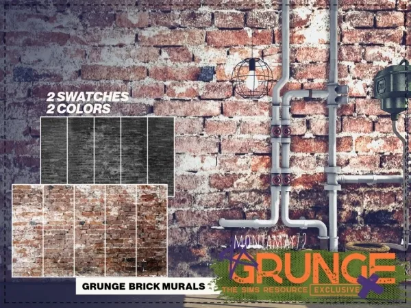 Alpha Grunge Brick Murals - The Sims 4 Custom Content