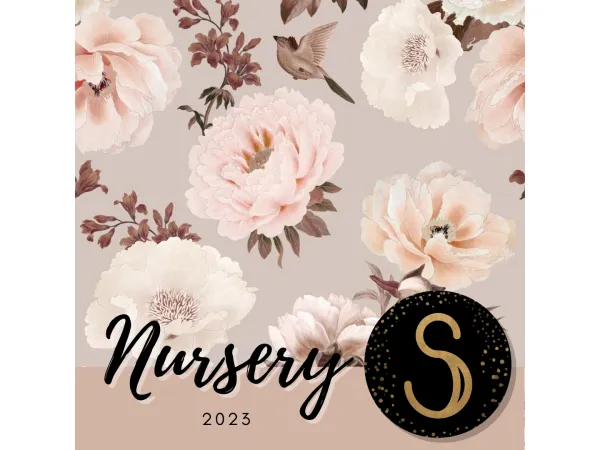 Alpha Nursery Peonies and birds Wallpapers by sims4luxury - The Sims 4 Custom Content