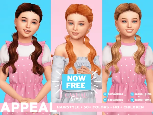 Alpha Appeal Hairstyle CHILDREN NOW FREE by casualsims - The Sims 4 Custom Content