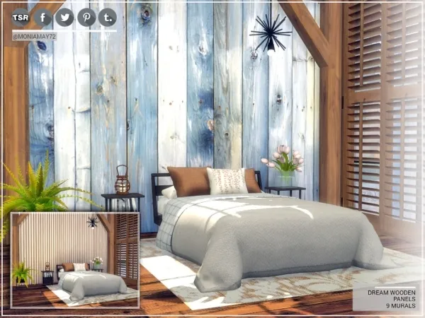 Alpha Dream Wooden Panels MURALS by moniamay72 - The Sims 4 Custom Content