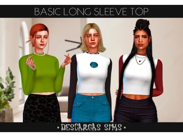Alpha Basic Long Sleeve Top - The Sims 4 Custom Content