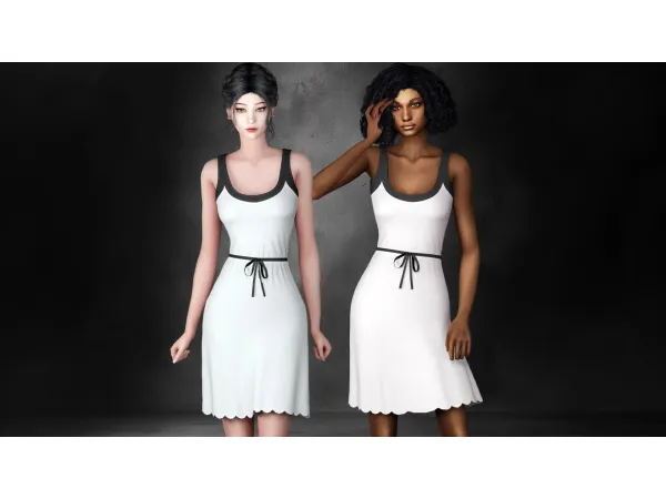 MANA - SCALLOPED HEM DRESS WITH TIE by Garfiel