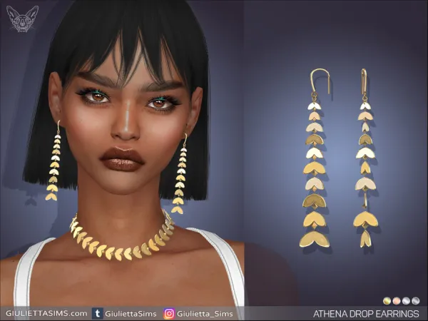 Alpha Athena Drop Earrings - The Sims 4 Custom Content