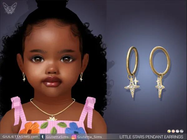 Alpha Little Stars Pendant Earrings For Toddlers - The Sims 4 Custom Content