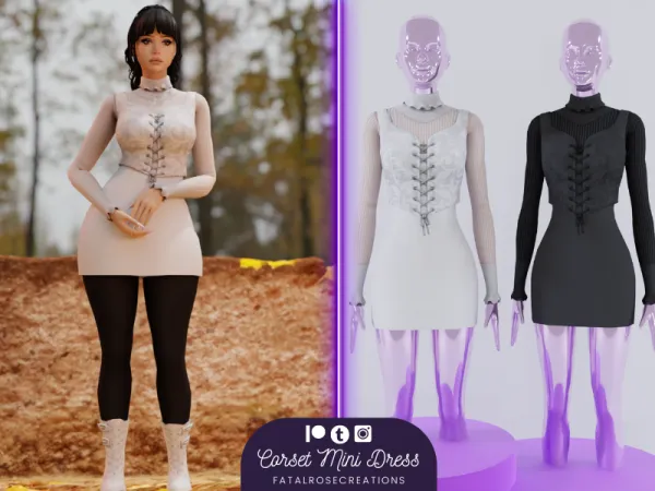 Maxis Match Corset Mini Dress [Maxis Match] - The Sims 4 Custom Content