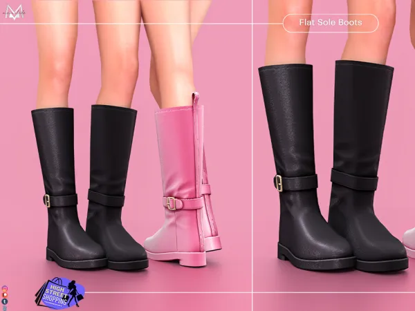 Alpha Flat Sole Boots S437 by Mermalade - The Sims 4 Custom Content