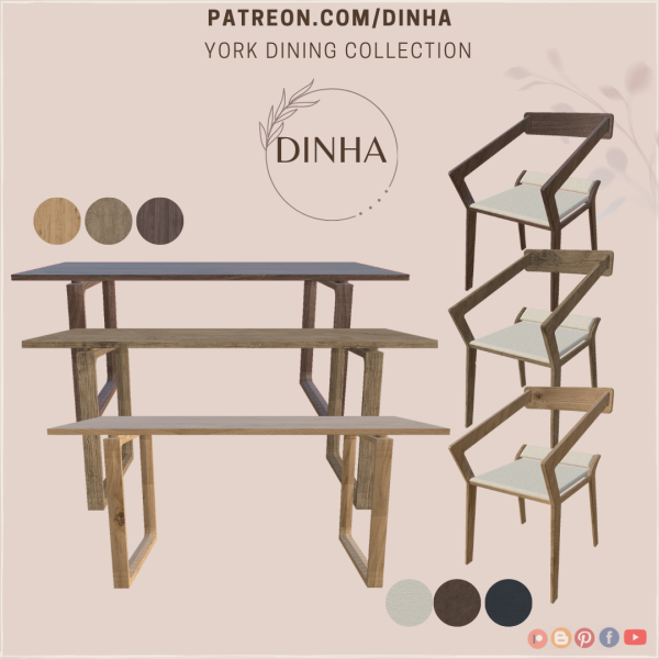 Alpha York Dining Collection by dinhagamer - The Sims 4 Custom Content