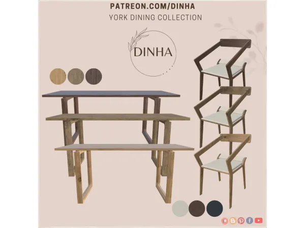 Alpha York Dining Collection - The Sims 4 Custom Content