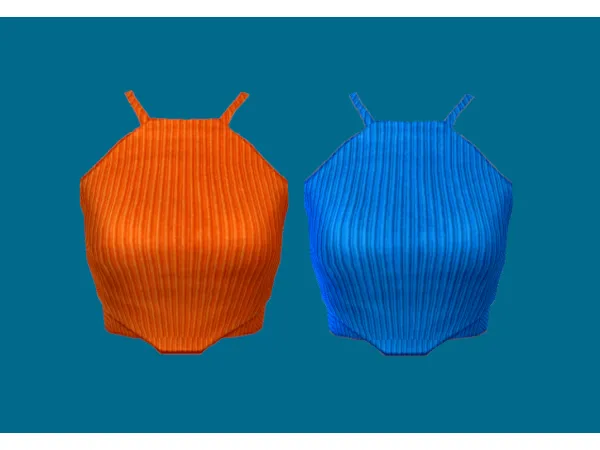Maxis Match Bright Neon Ribbed Tank Top by ecstatic_payne79 - The Sims 4 Custom Content