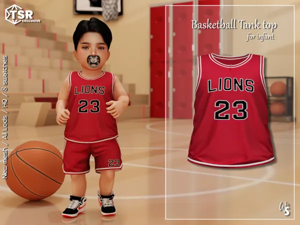 Alpha Basketball Tank top for infant by WisteriaSims - The Sims 4 Custom Content