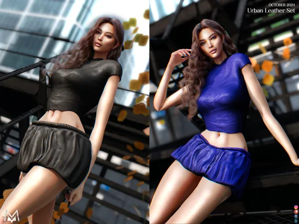 Alpha Leather High Neck Top by Mermalade - The Sims 4 Custom Content