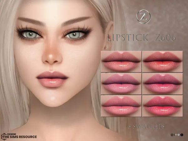 Alpha LIPSTICK Z606 by ZENX - The Sims 4 Custom Content
