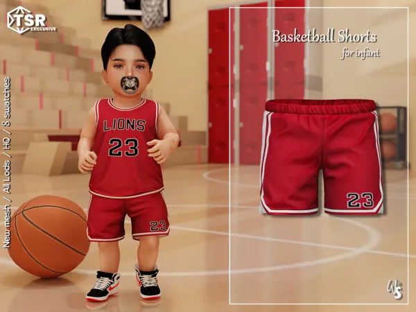 Alpha Basketball Shorts for infant by WisteriaSims - The Sims 4 Custom Content