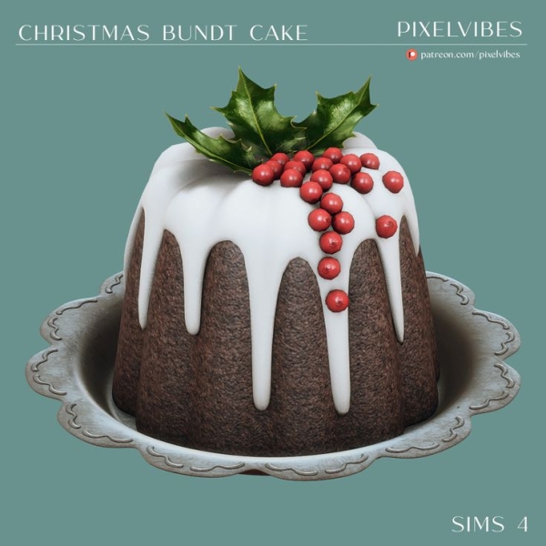 Alpha Christmas Bundt Cake by pixelvibes - The Sims 4 Custom Content