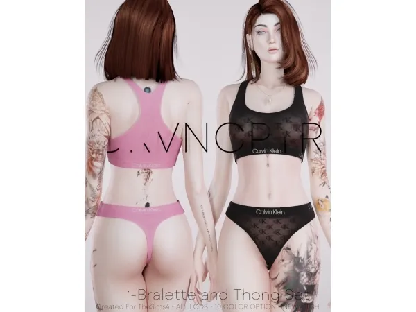 Alpha Bralette and Thong Set - The Sims 4 Custom Content