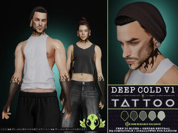 Mix Deep Cold V1 Tattoo by unidentifiedsims - The Sims 4 Custom Content