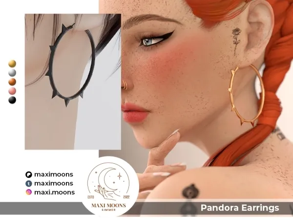 Alpha Pandora Earrings - The Sims 4 Custom Content