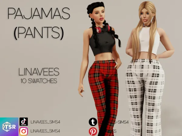 Mix CAMILLE PAJAMAS PANTS by linavees - The Sims 4 Custom Content