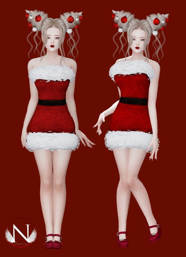 Alpha NILYN FULLBODY OUTFIT 002 Merry Christmas 2024 by nilynsims - The Sims 4 Custom Content