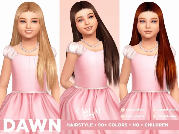 Alpha Dawn hairstyle for Children No Braids - The Sims 4 Custom Content