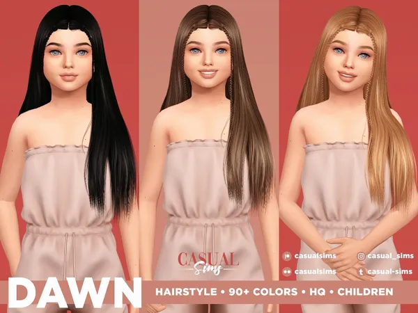 Alpha Dawn Hairstyle for Children With Braids - The Sims 4 Custom Content