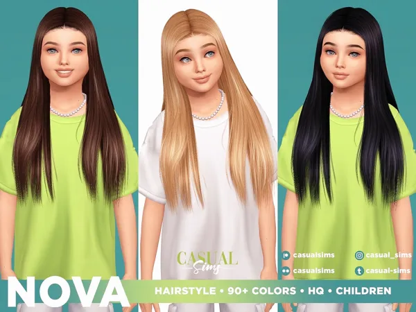 Alpha Nova Hairstyle No Braids Version (CHILD) - The Sims 4 Custom Content
