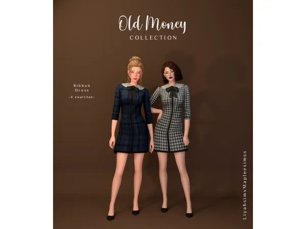 Maxis Match Old Money Collection Ribbon Dress by LiyahSim - The Sims 4 Custom Content