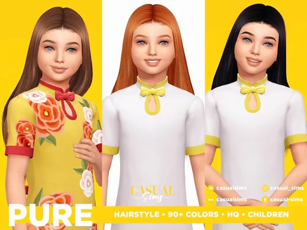Alpha Pure Hairstyle For Children (NO BRAIDS VERSION) - The Sims 4 Custom Content
