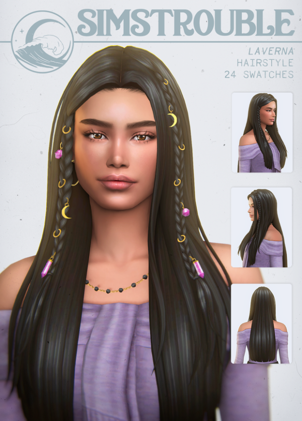Maxis Match Laverna Hairstyle (4 Versions) by simsfinds - The Sims 4 Custom Content