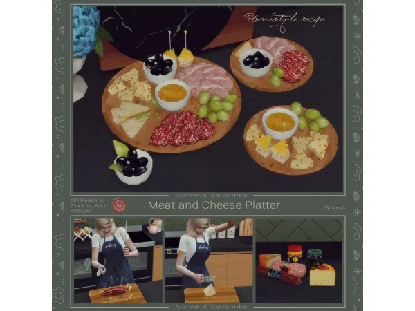 Alpha Cheese And Meat Platter by Somik_Severinka - The Sims 4 Custom Content
