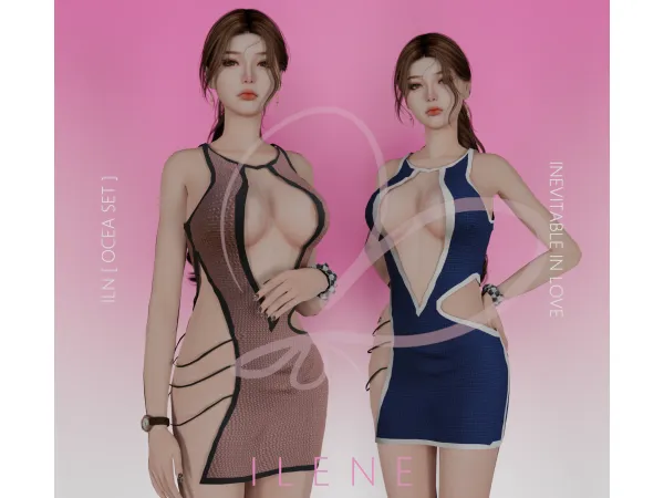 Mix ILN Ocea Dress by ILENES4 - The Sims 4 Custom Content
