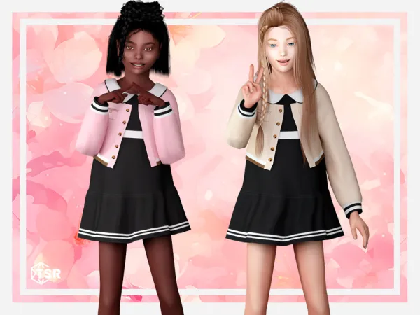 Mix Hikaru Jacket dress with striped accents by Garfiel - The Sims 4 Custom Content