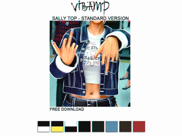 Alpha VIBAMP Sally Top Standard Version - The Sims 4 Custom Content