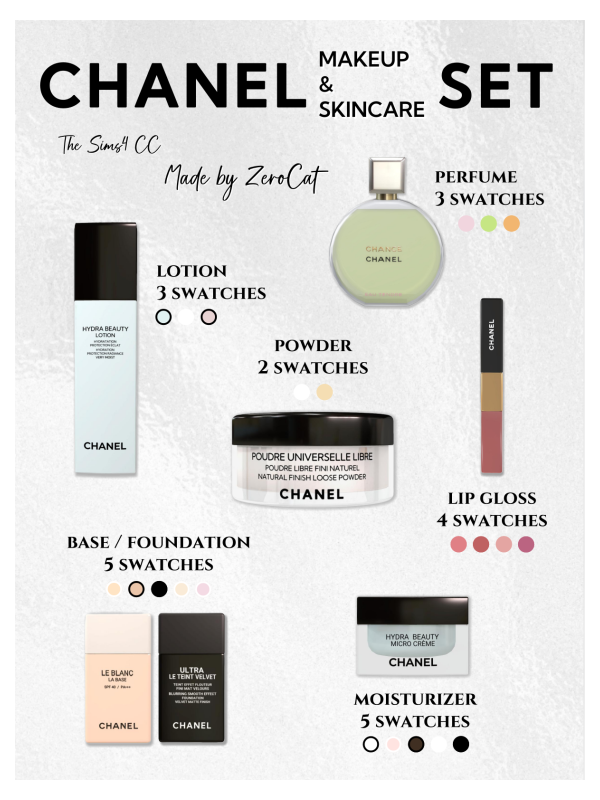 Alpha Chanel makeup skincare set by simsfinds - The Sims 4 Custom Content