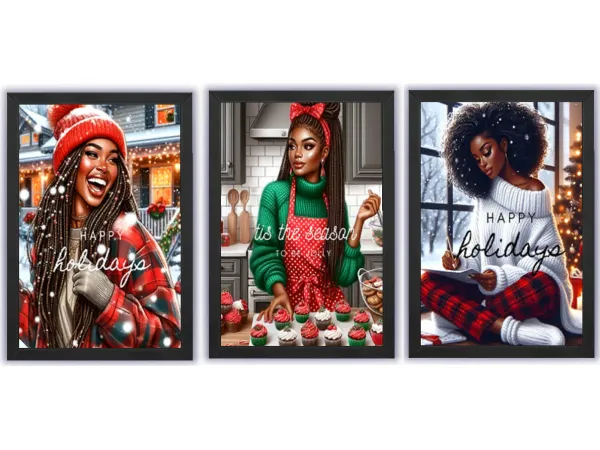 African American Woman Christmas Art by Pixie Bluntz