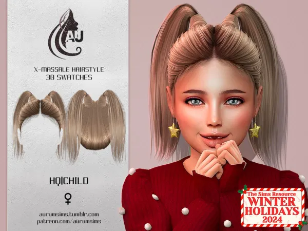 Alpha X MASSale Hairstyle (child) by AurumMusik - The Sims 4 Custom Content
