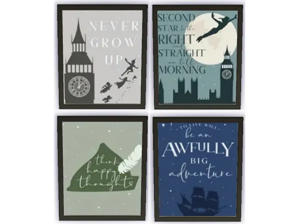 Mix Disney's Peter Pan Canvas Wall Art by Pixie Bluntz - The Sims 4 Custom Content