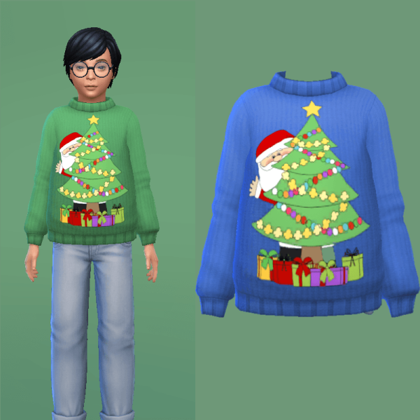 Maxis Match Santa's Watching Boy's Sweater by simsfinds - The Sims 4 Custom Content