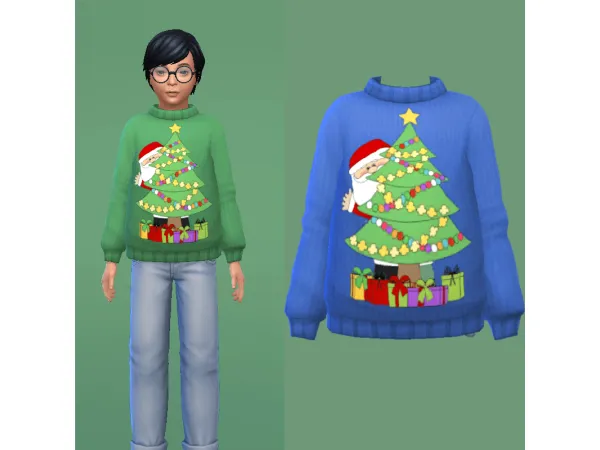 Maxis Match Santa's Watching Boy's Sweater by ecstatic_payne79 - The Sims 4 Custom Content